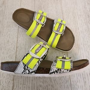 Madden girl neon buckle slipper